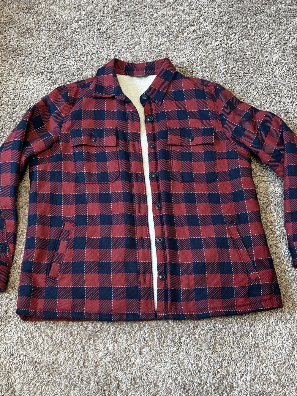 LLbean shirt jacket woman’s LR red/black buffalo plaid warm cozy classic VTG